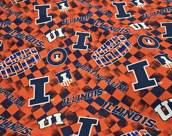 Universidad de Illinois U of I Fighting Illini 100% algodón, estampado a cuadros por toda la prenda. Producto con licencia oficial.
