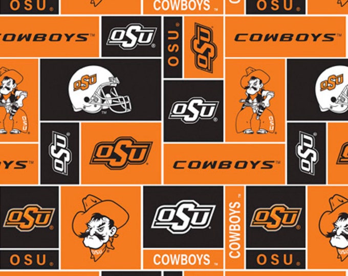 Oklahoma State OSU Licensed FLEECE fabric. See Description for measurements available.