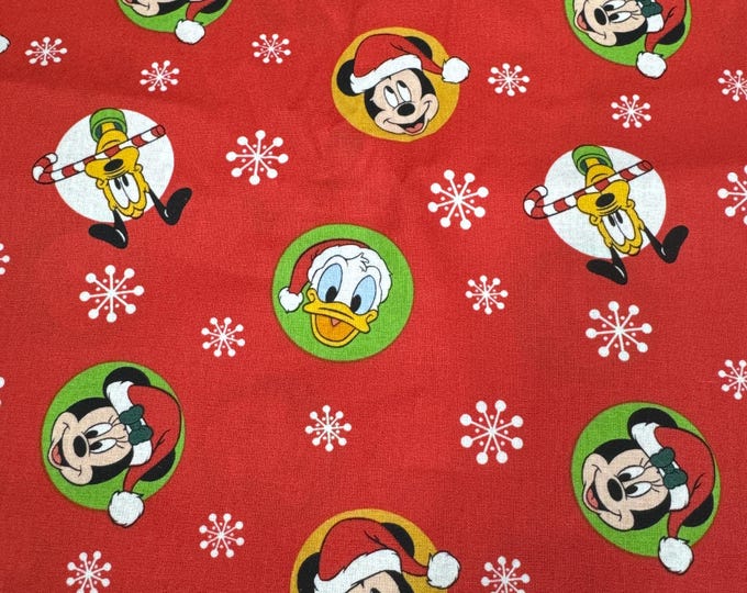 Mickey Minnie Mouse Red Truck Christmas Cotton Fabric 100% Cotton Officially Licensed