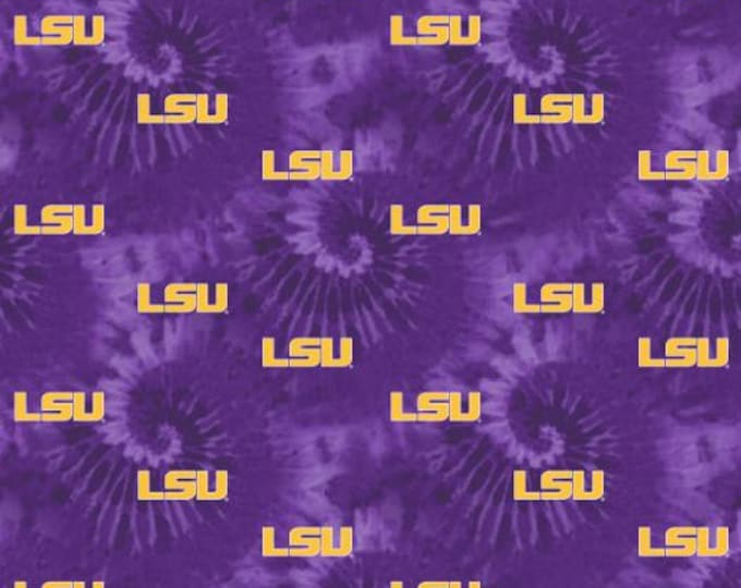 LSU Cotton Fabric Louisiana State Tigers 100% Cotton Tie Dye NEW Officially Licensed