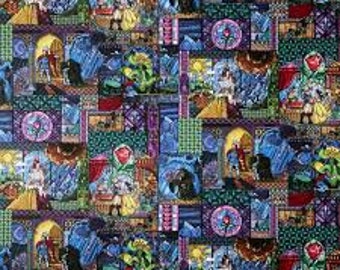 Disney Beauty and the Beast Belle Stained Glass cotton Fabric 100% Cotton  Ships in 1 Business Day Officially Licensed
