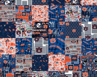 Auburn University Tigers 100% Cotton Fabric Officially Licensed Cheater Quilt