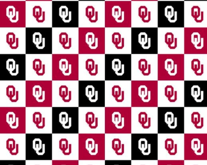 Oklahoma Sooners 100% Cotton Fabric Check Officially Licensed
