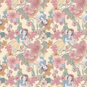 Snow White floral cotton Fabric 100% Cotton Officially Licensed