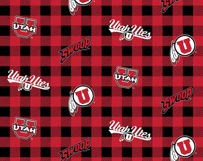 University of Utah Buffalo Plaid Fabric 100% Cotton Officially Licensed
