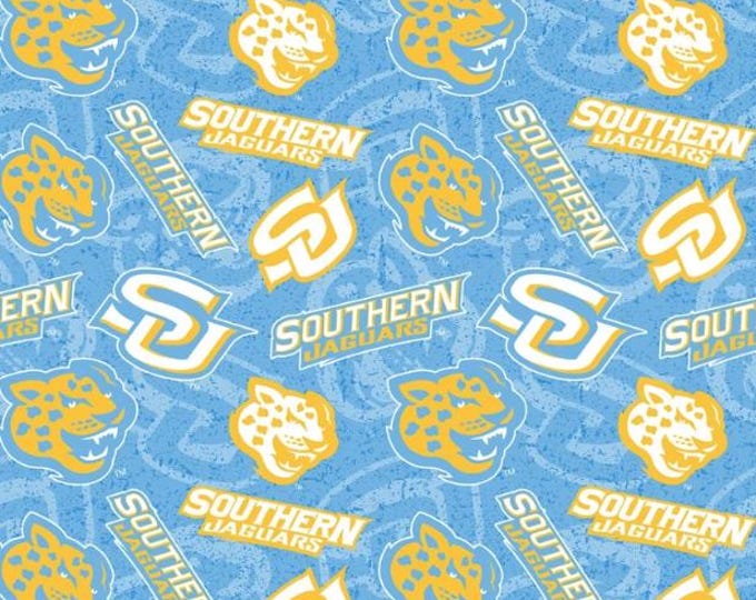 Southern University Jaguars Tone on Tone Fabric 100% Cotton Officially Licensed