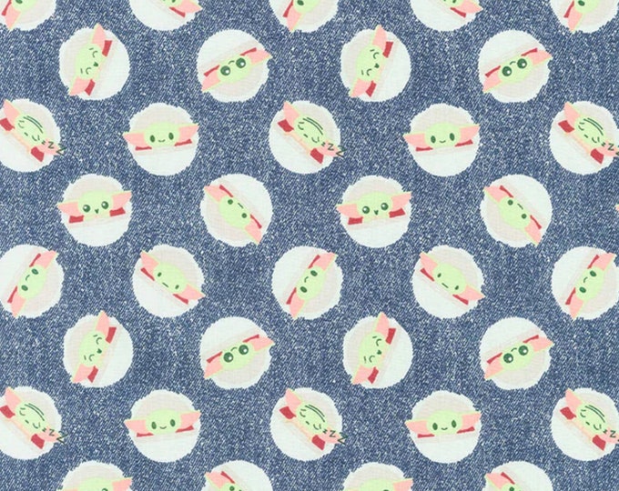 Star Wars Baby Yoda Mandalorian The Child Blue Cotton Fabric 100% Cotton Officially Licensed