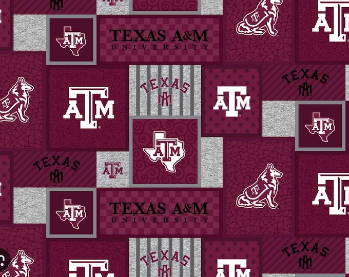 Texas A&M Aggies Licensed FLEECE fabric. Officially Licensed