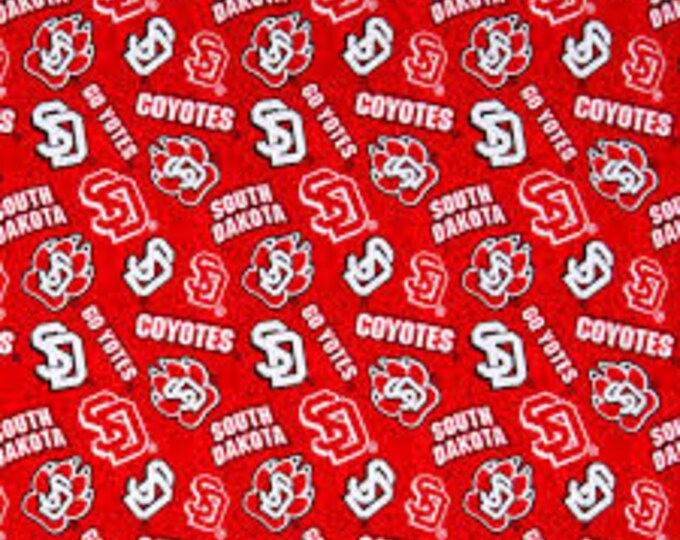 South Dakota Coyotes Fabric 100% Cotton Officially Licensed