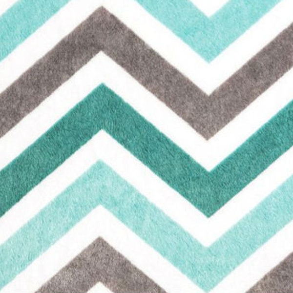 Minky Fabric By the Yard Shannon Fabrics Topaz Teal Blue Charcoal Grey Snow White Zig Zag Chevron Minky at Wholesale Prices