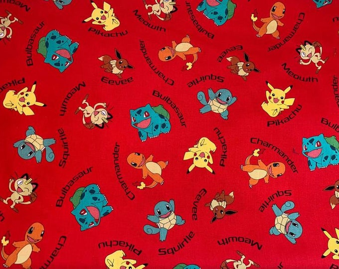 Pokemon Cotton Fabric 100% Cotton Officially Licensed