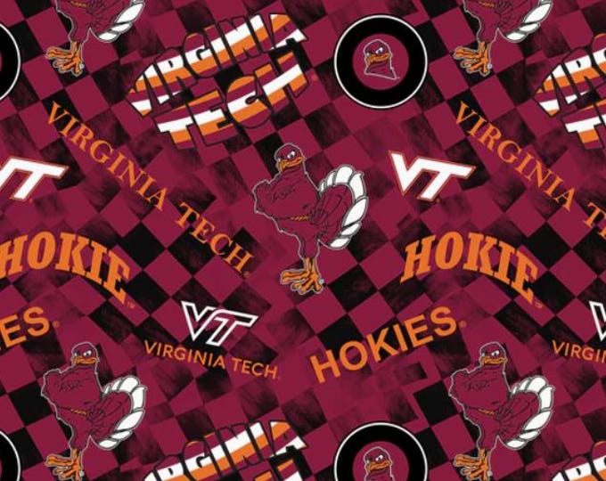 Virginia Tech Hokies cotton fabric  100% Cotton Check Allover Officially Licensed