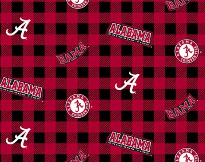 Alabama Bama Buffalo Plaid 100% Cotton Fabric Officially Licensed