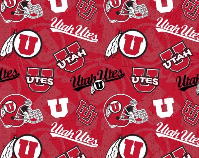 University of Utah Fabric 100% Cotton Utes tone on tone Officially Licensed