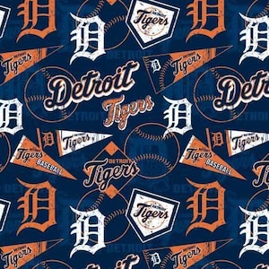 Detroit Tigers MLB Cotton Fabric 100% Cotton Officially Licensed
