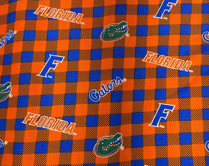 Florida Gators  Buffalo Plaid Fabric 100% Cotton Officially Licensed