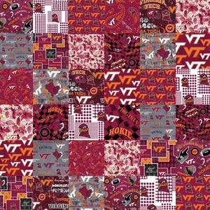 Virginia Tech Hokies Cheater Quilt 100% Cotton Fabric Officially Licensed Cheater Quilt