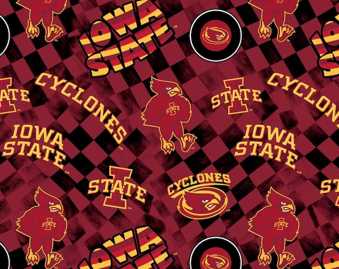 Iowa State Cyclones Checker Fabric 100% Cotton Officially Licensed