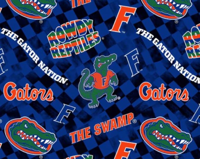 Florida Gators Check Allover Fabric 100% Cotton Officially Licensed