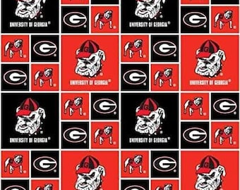 University Of Georgia Uga Bulldogs Fabric 100% Cotton Officially Licensed