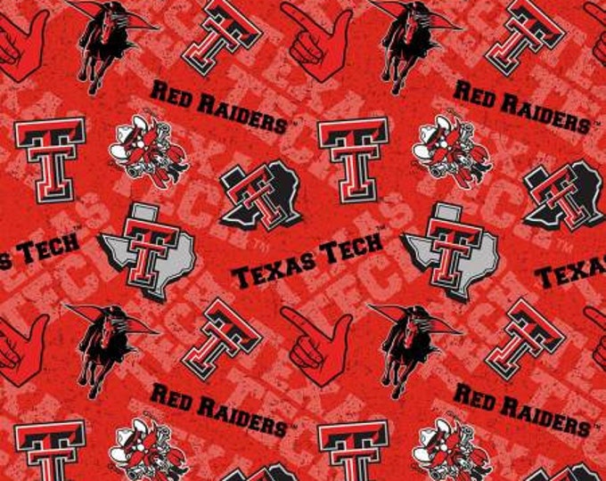 Texas Tech University Red Raiders cotton Fabric 100% Cotton Tone on Tone Officially Licensed