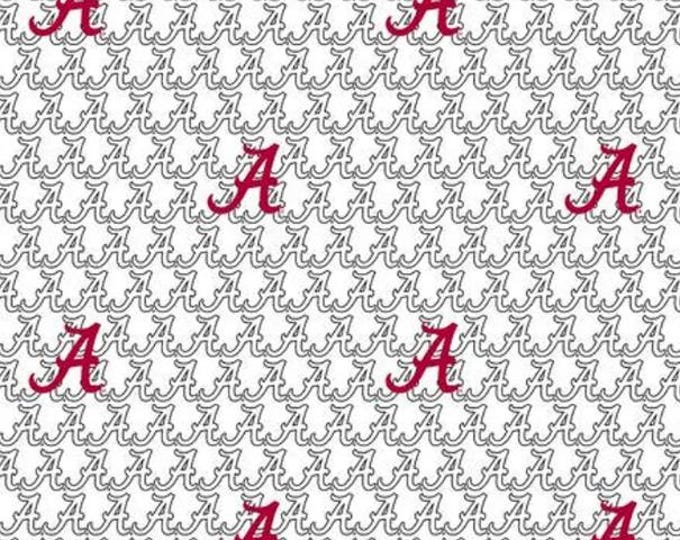 Alabama Bama Cotton White Block  100% Cotton Fabric Officially Licensed