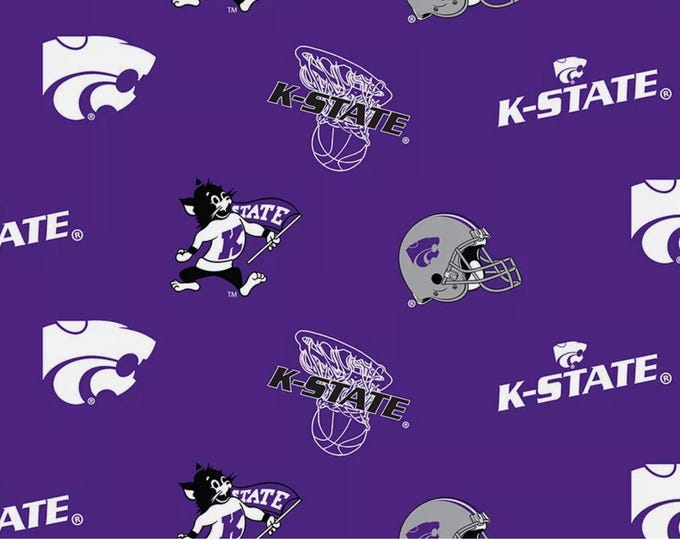 Kansas State Wildcats K State Licensed FLEECE fabric.