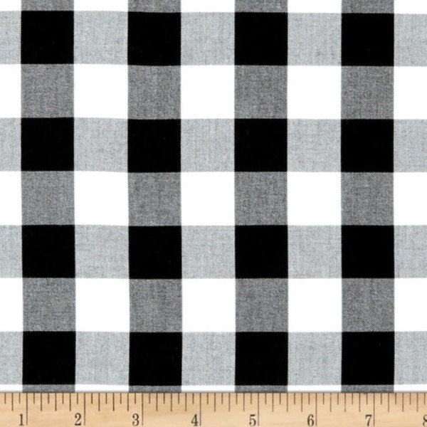 Black White Buffalo Plaid Cotton Fabric 100% Cotton   Robert Kaufman