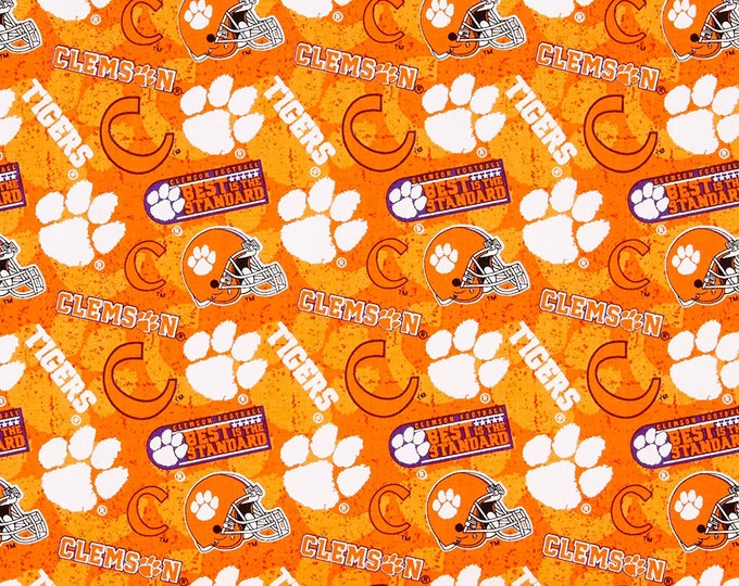 Clemson Tigers tone on tone Fabric 100% Cotton Officially Licensed