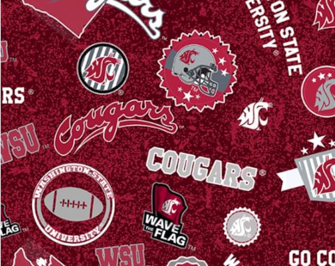 Washington State University WSU Cougars cotton fabric  100% HOME Officially Licensed