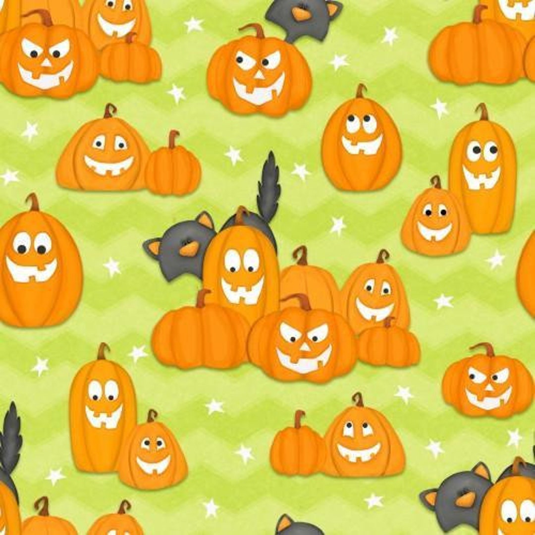 Pumpkins GLOW IN the DARK Halloween Fabric 100% Cotton Ships in 1 ...