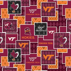 Virginia Tech Hokies cotton fabric 100% Cotton Home Officially Licensed