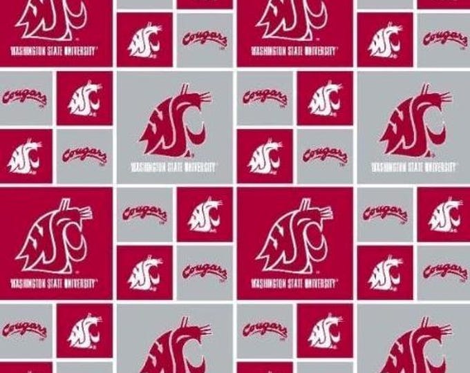 Washington State University WSU Cougars cotton fabric  100% Officially Licensed
