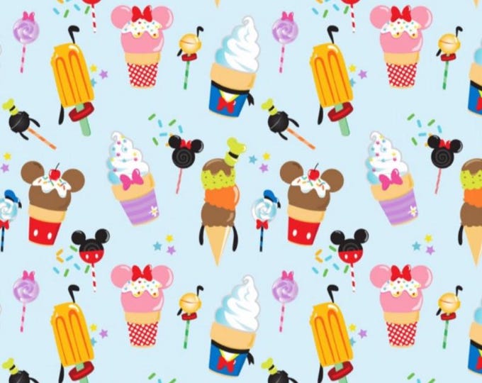 Disney Ice Cream Toss Cotton Fabric 100% Cotton  Ships in 1 Business Day Officially Licensed