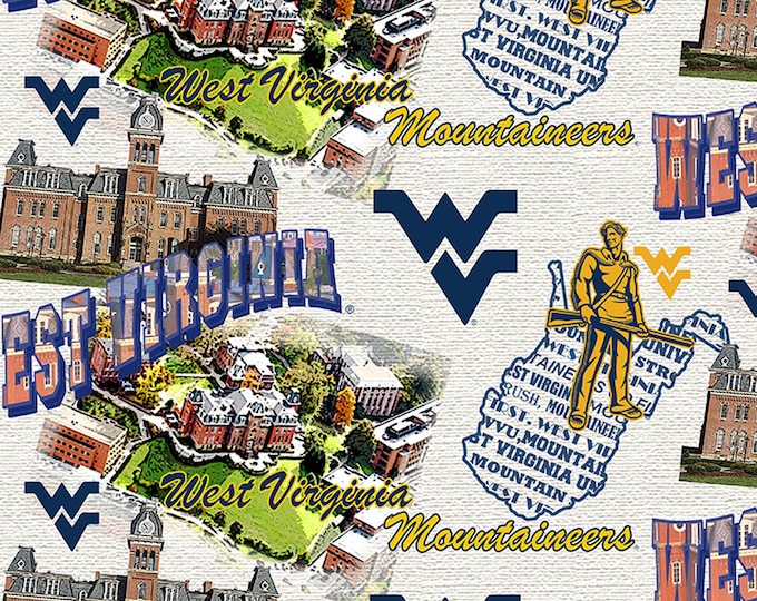 West Virginia Scenic Map Mountaineers 100% Cotton Officially Licensed