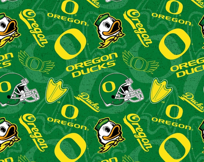 Oregon Ducks Block Fabric 100% Cotton tone on tone