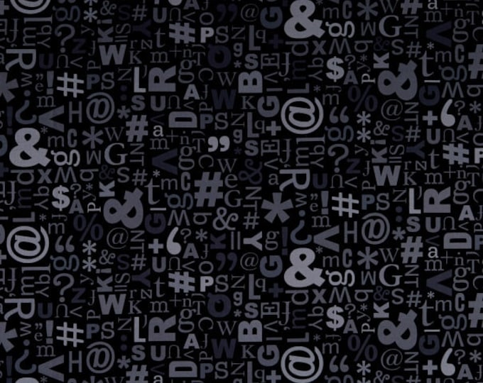 Typecast letters and numbers Cotton Fabric 100% Cotton
