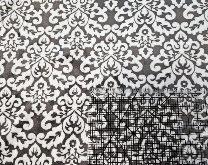 Damask Cuddle Charcoal/Snow Shannon Fabrics by the yard charcoal & white