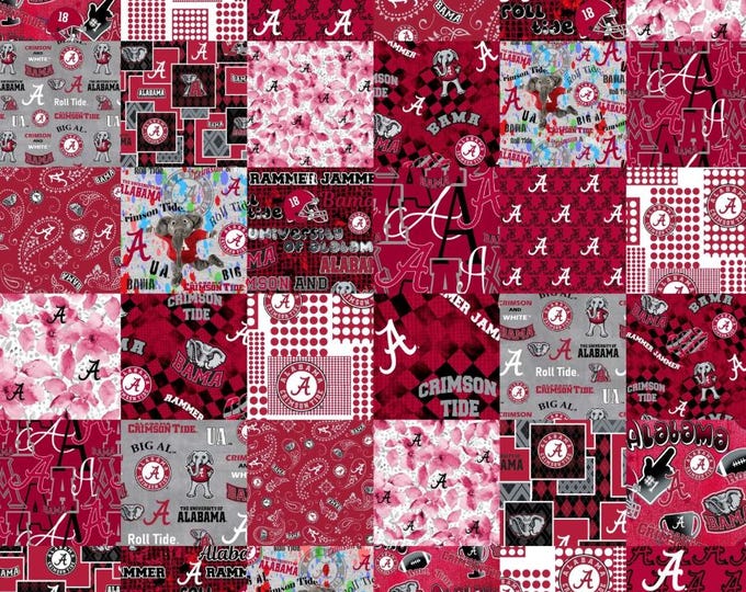 Alabama Bama 100% Cotton Fabric Officially Licensed Cheater Quilt