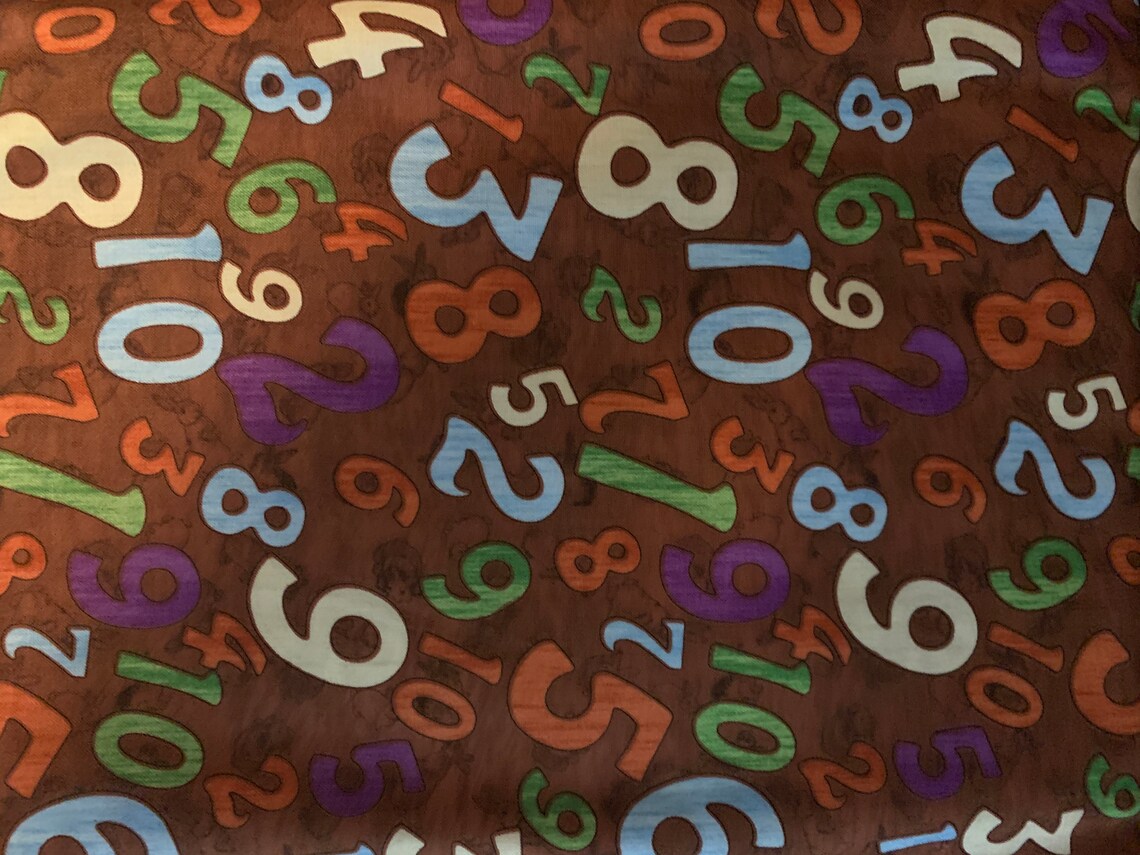 Numbers brown Cotton Fabric 100 Cotton Ships in 1 Business Etsy 日本