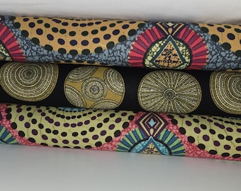 Metallic Accent Medallion Tribal Circles cotton Fabric 100% Cotton