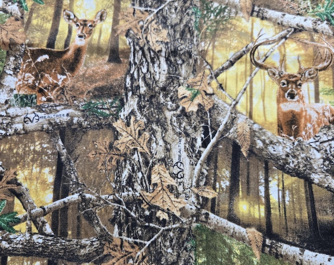 Camouflage Realtree Edge Forest Deer 100% Cotton