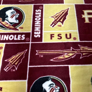 Florida State Seminoles Licensed FLEECE fabric. Officially Licensed