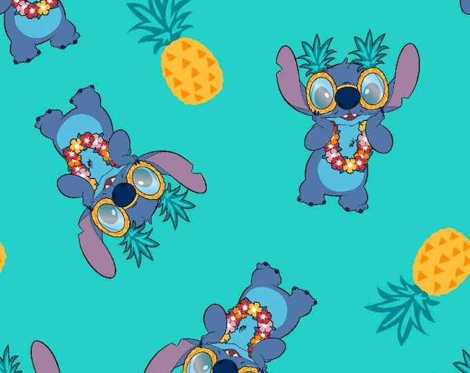 Stitch Pineapple Lilo and Stitch Cotton Fabric 100% Cotton  Ships in 1 Business Day Officially Licensed