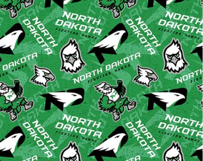 North Dakota Fighting  Hawks Fabric 100% Cotton Officially Licensed