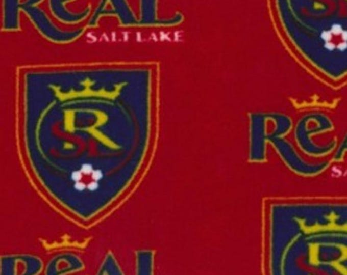 Real Salt Lake MLS Licensed FLEECE fabric. See Description for actual measurements available.