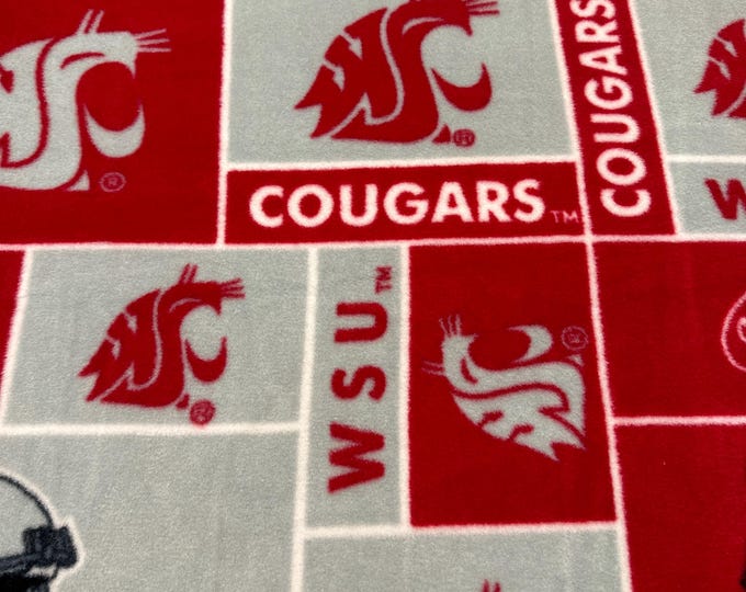 Washington State University Cougars Fleece NCAA Licensed FLEECE fabric.