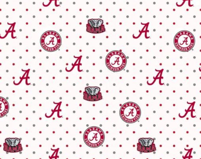 Alabama Bama Cotton White  100% Cotton Fabric Pin Dot Officially Licensed