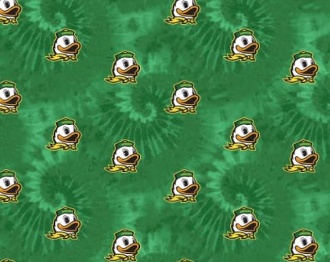 Oregon Ducks Block Fabric 100% Cotton Tie Dye Officially Licensed