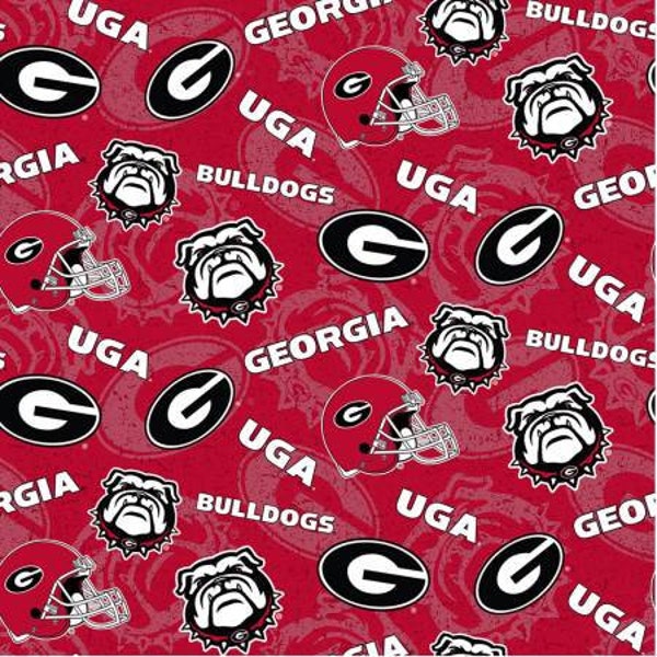 University of Georgia UGA Bulldogs NCAA Tone on Tone Fabric 100% Cotton